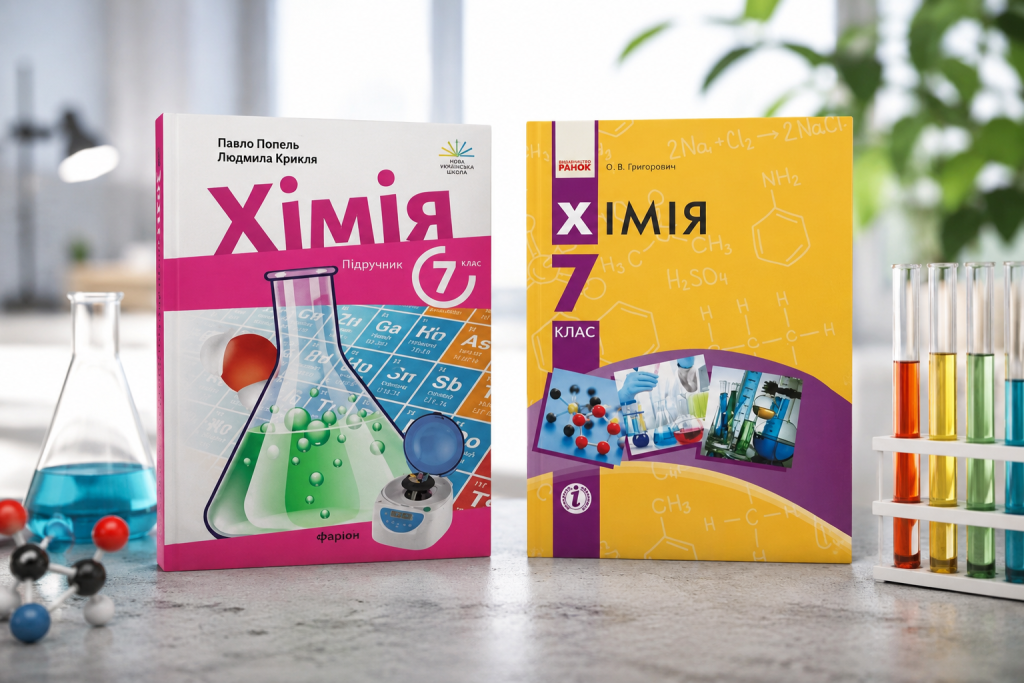Підручник та зошит з хімії 7 клас